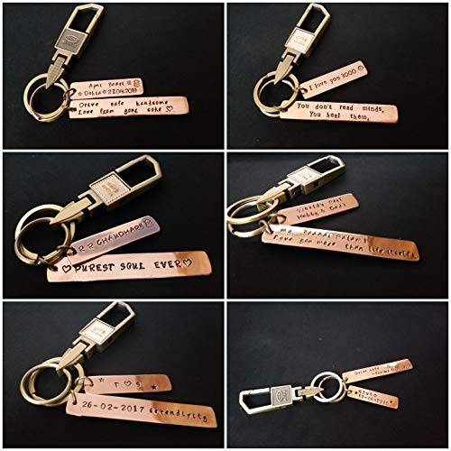 Streetsoul Pure Copper Bar Keyring Stamped with Custom Message Keychain