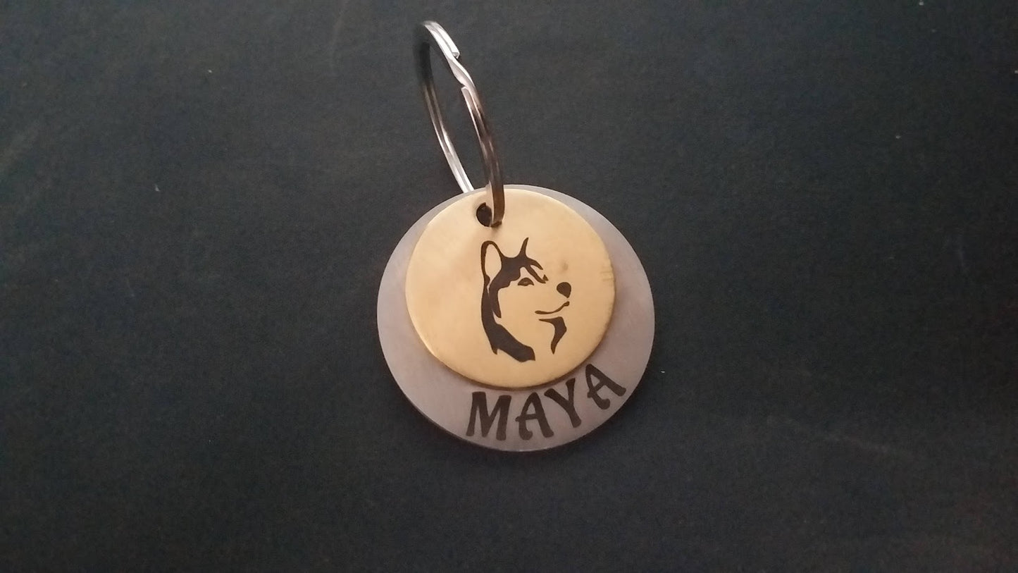 Personalized dog name tags Charlie Style Pet ID Customized Tag for Pet Dog Copper and Steel