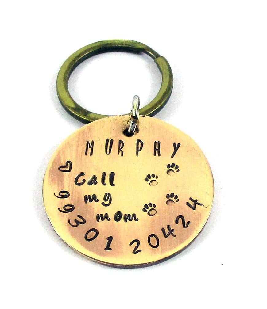 Personalized Pet Name tags Pet ID Copper Round Hand Stamped Tag