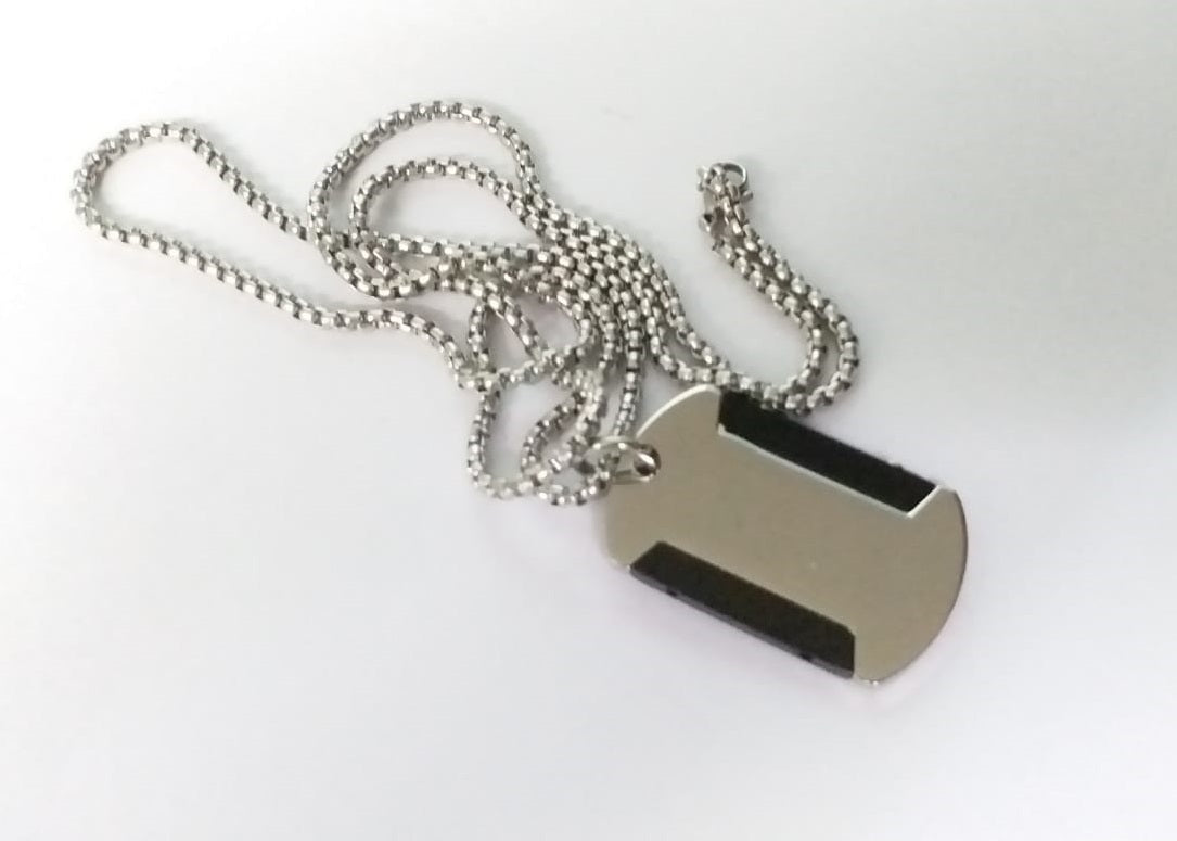 Dog Tag Silver Pendant Customized Stainless Steel 3 mm Army Tag for Men.