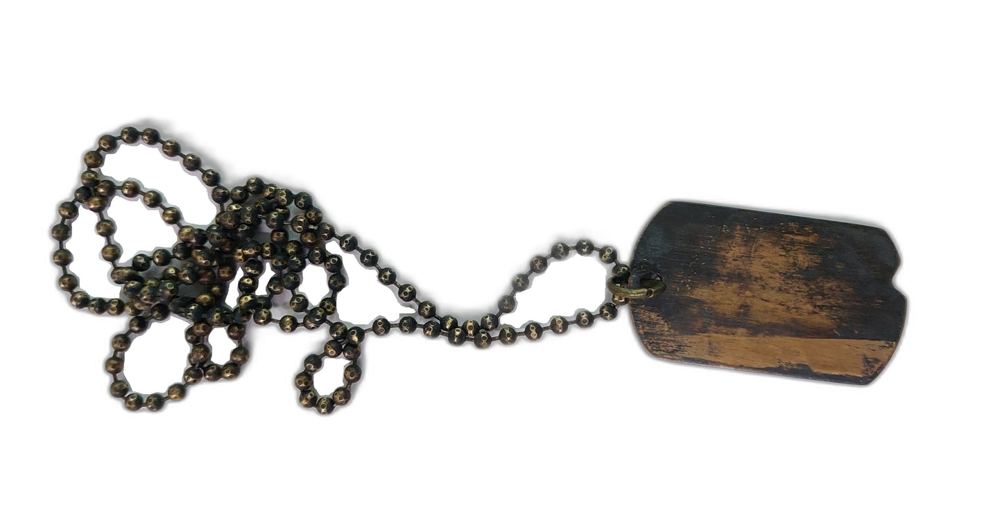 Streetsoul Preoxidized Rustic Regular Size  Pure Copper 2 mm Army Dog Tag Brass Ball Chain Necklace.