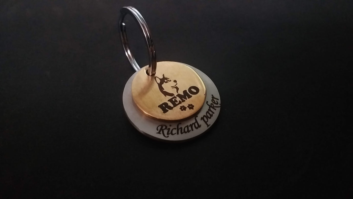 Personalized dog name tags Charlie Style Pet ID Customized Tag for Pet Dog Copper and Steel