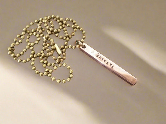 Hand-stamped pure copper bar pendant necklace, personalized