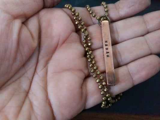 Matching copper bar pendant pair