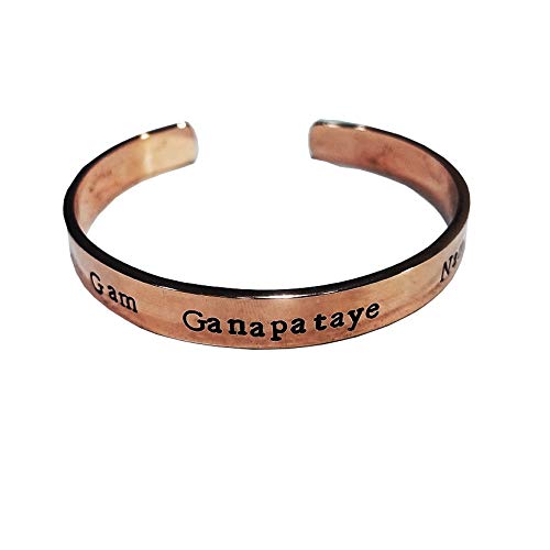 Hand-stamped pure copper Ganpati kada with the Om Gan Ganapataye Namah mantra