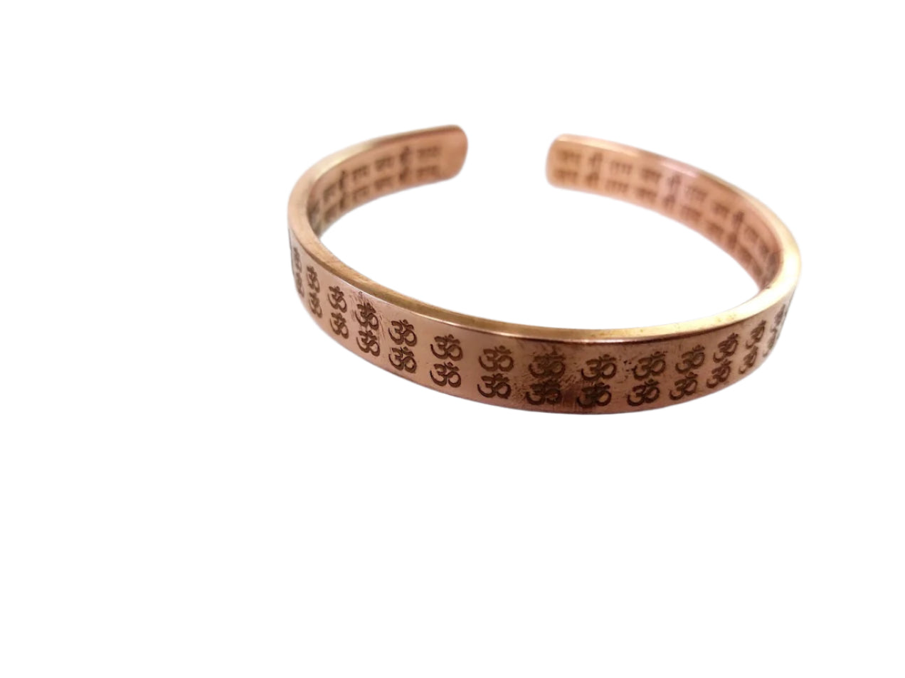 Om and Ram Cuff Kada Pure Solid Copper Bracelet 10mm Width 3mm For Men