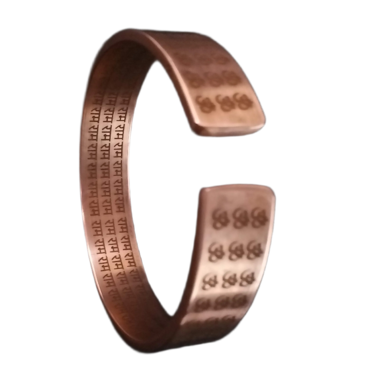 108 times Om and 108 times Ram Cuff Kada Pure Solid Copper Bracelet 15mm Width 3mm For Men (Copy)