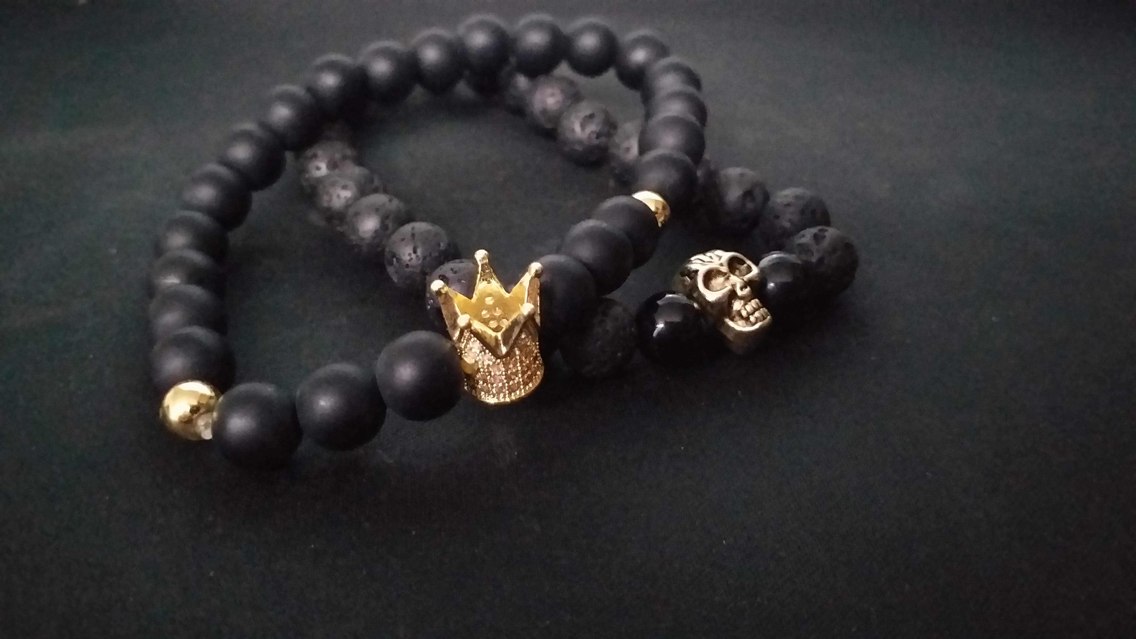 Custom Skull Gold Faux Woven Pattern Men's Cuff Bracelet | BaiQue  Accessories, Inc.