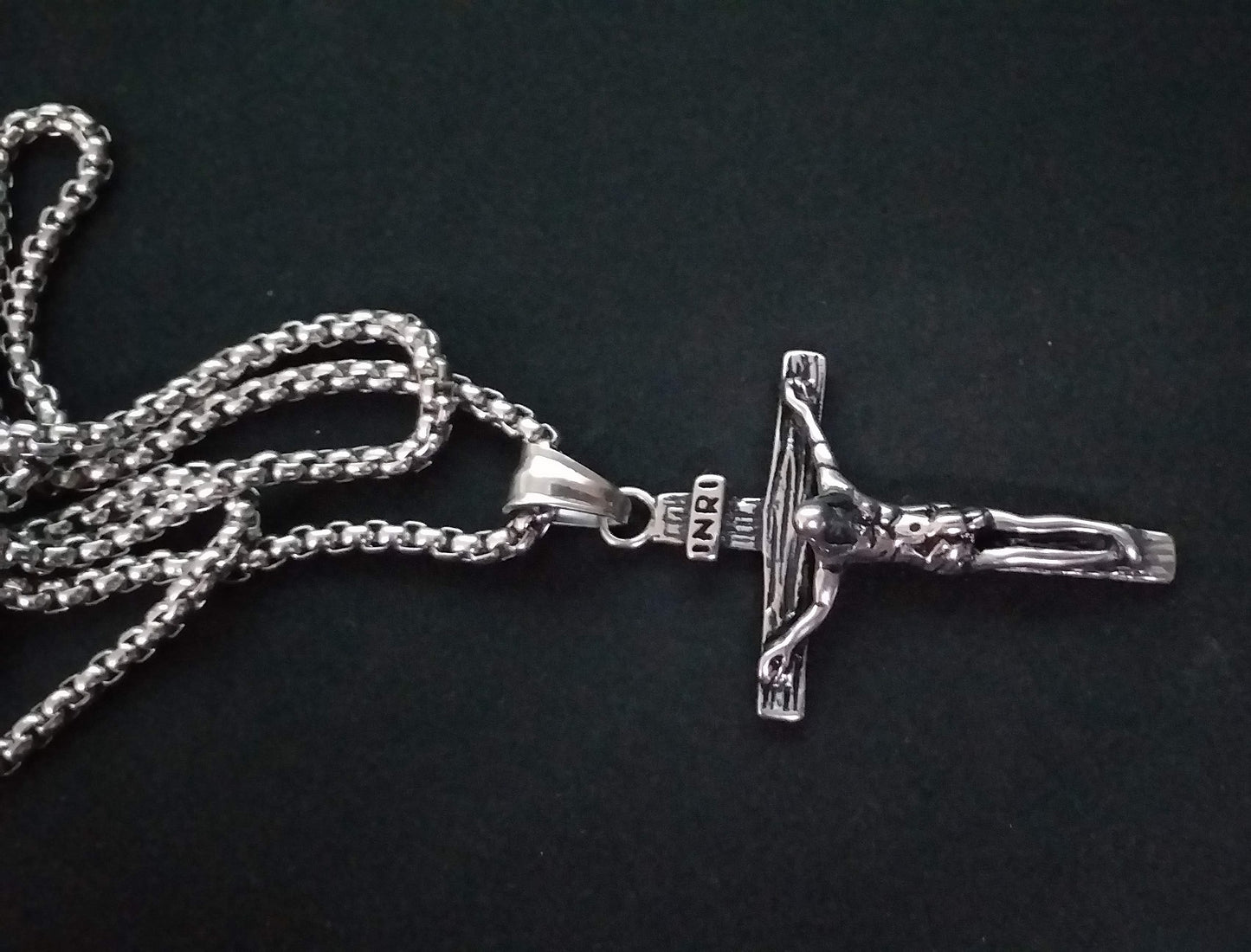 Streetsoul Cross Necklace Pendant chain Silver Steel Long Chain.