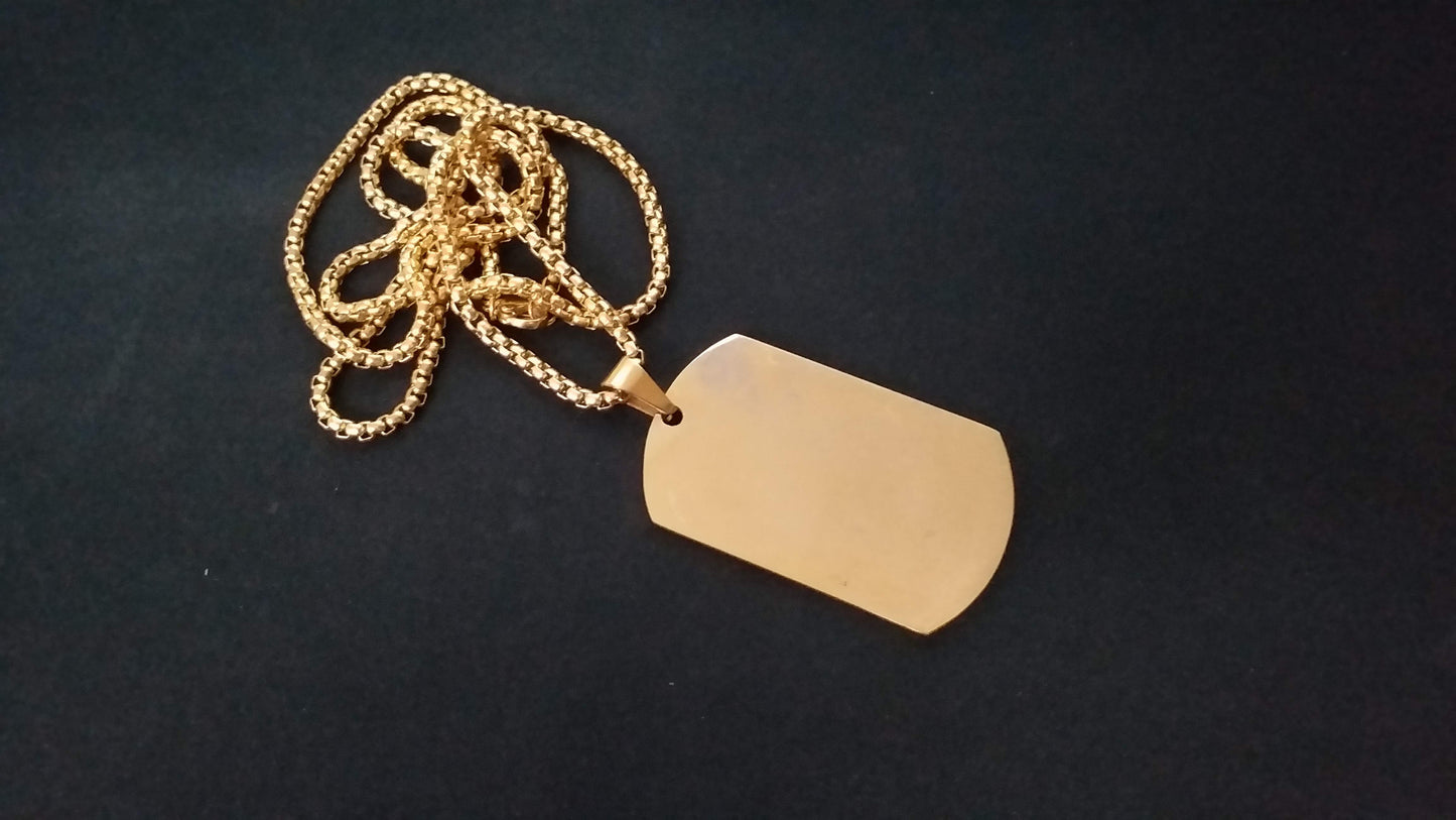 Streetsoul Dog Tag Gold Pendant Stainless Steel 2 mm Army Tag for Men Necklace Gift