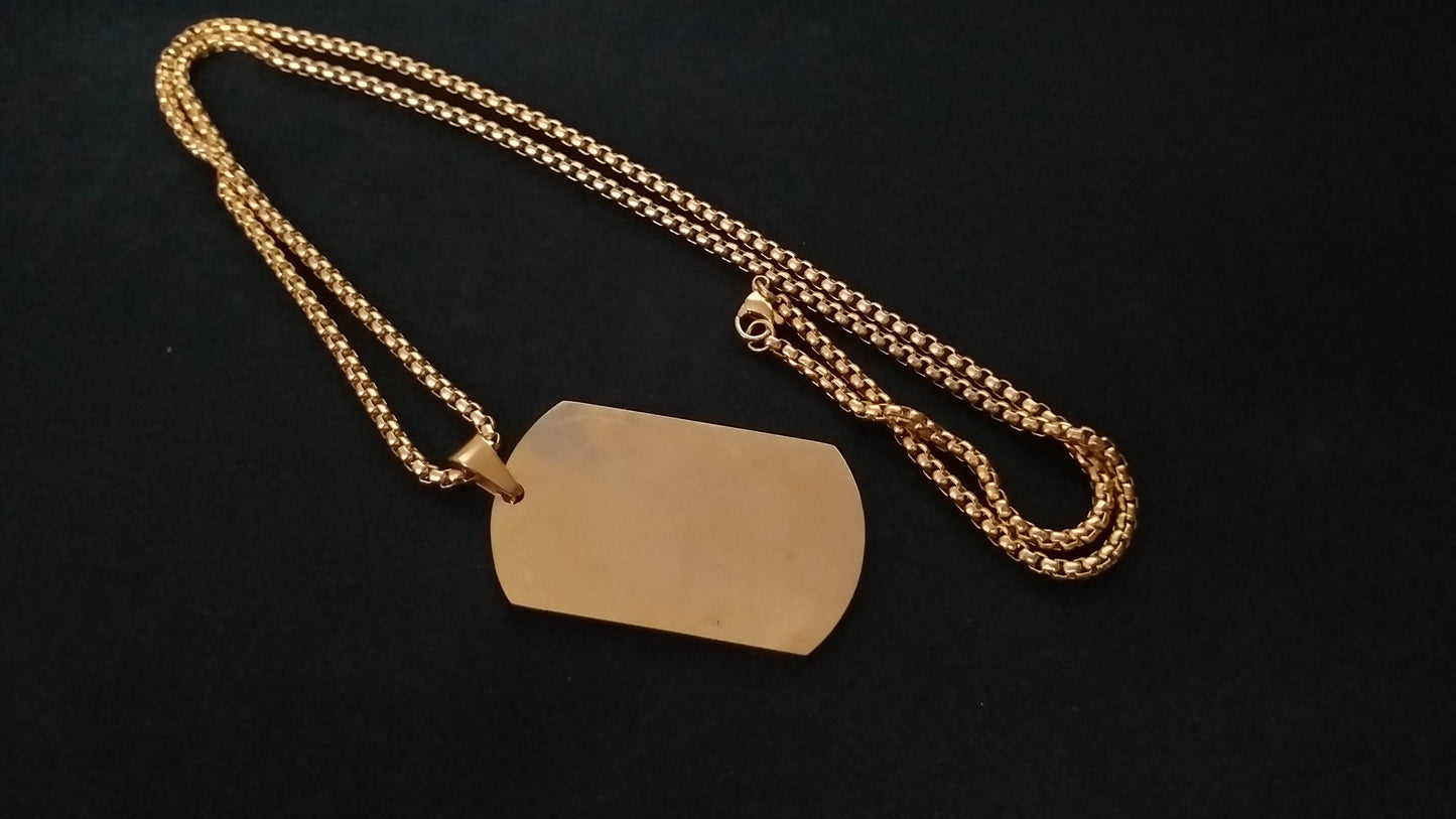 Streetsoul Dog Tag Gold Pendant Stainless Steel 2 mm Army Tag for Men Necklace Gift