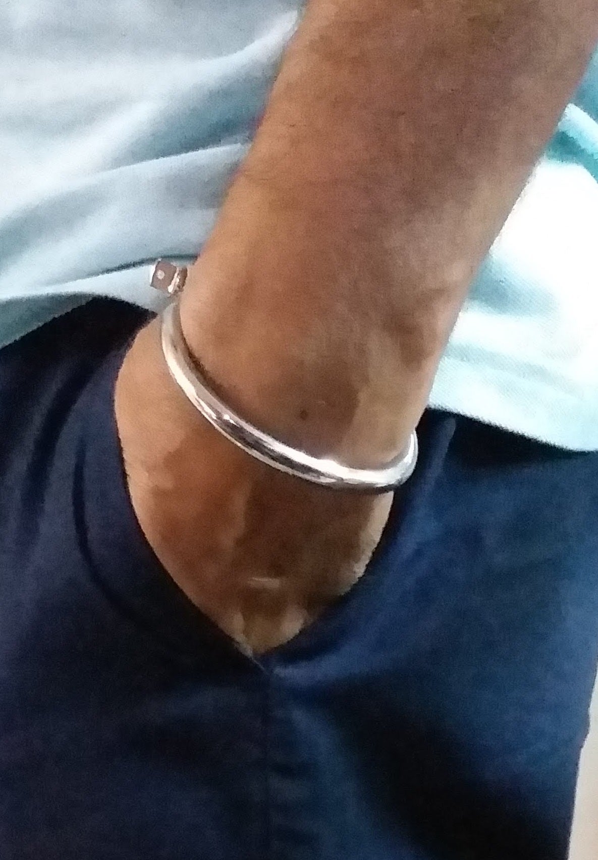 Mahi Silver Oxidised Plated Trishul Mahakal Bracelet Kada for Mens (BR