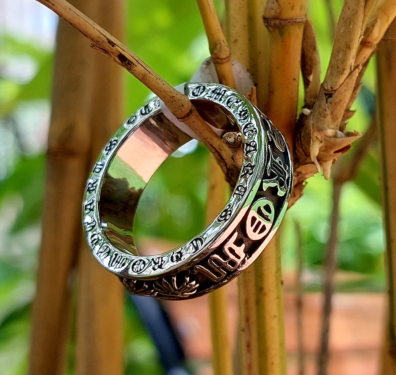 Roman Letters Slim Steel Finger Ring for men - front view