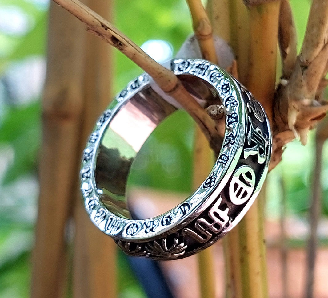 Roman Letters Slim Steel Finger Ring - worn on hand