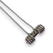 Streetsoul Dumbbell Pendant Silver Link Chain 27 Inches Gloss Necklace Pendant For Men Boys