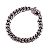 STREET SOUL Oxidized Link Cross Hook Stainless Steel Link Chain Bracelet, Rustic oxidized steel bracelet.