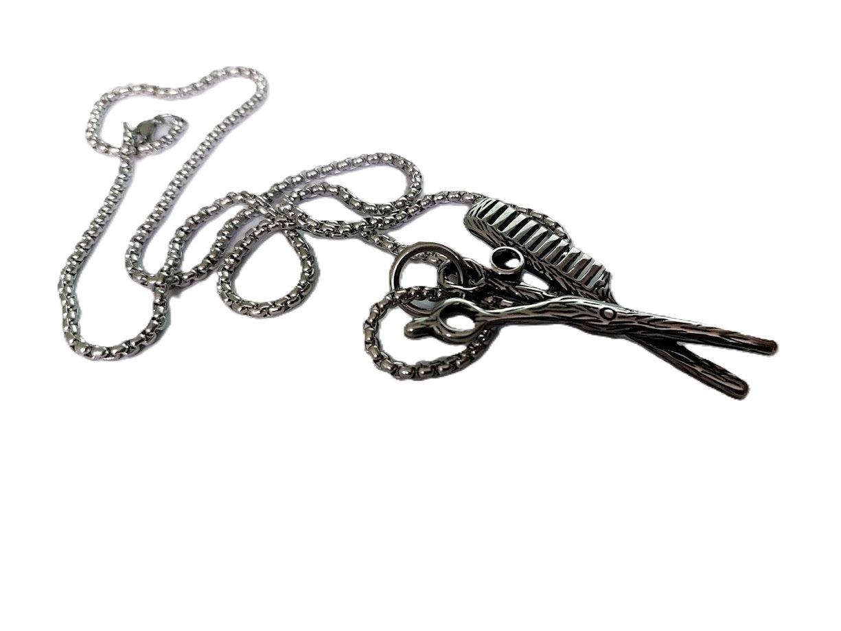 Haidresser Stylist Comb Scissors in Stainless Steel Pendant unisex