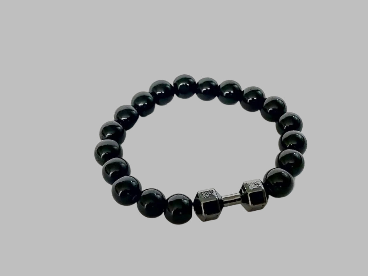 Dumbbell Bead Bracelet Stylish Leather Wrist Band Pack of 2 for Men.