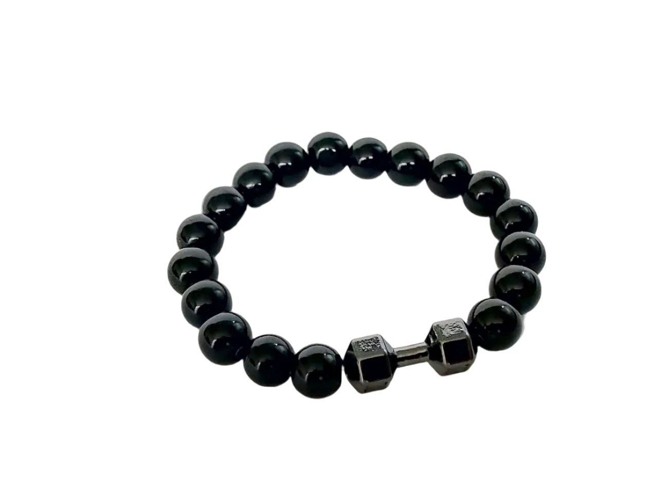 Dumbbell Bead Bracelet Stylish Leather Wrist Band Pack of 2 for Men.