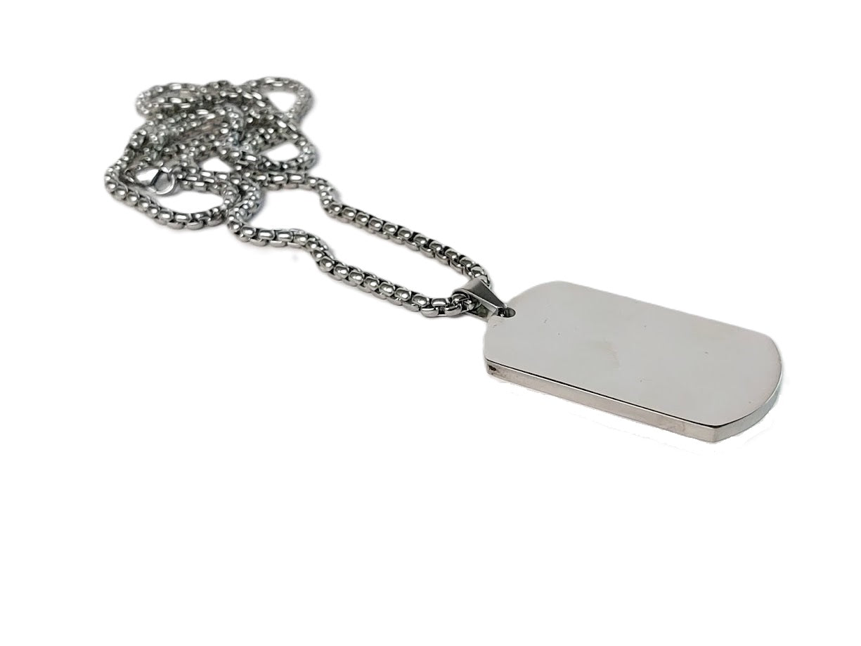 3 mm Thick Custom Engraved Steel Engraved Army Tag Dog Tag Chain for Men.