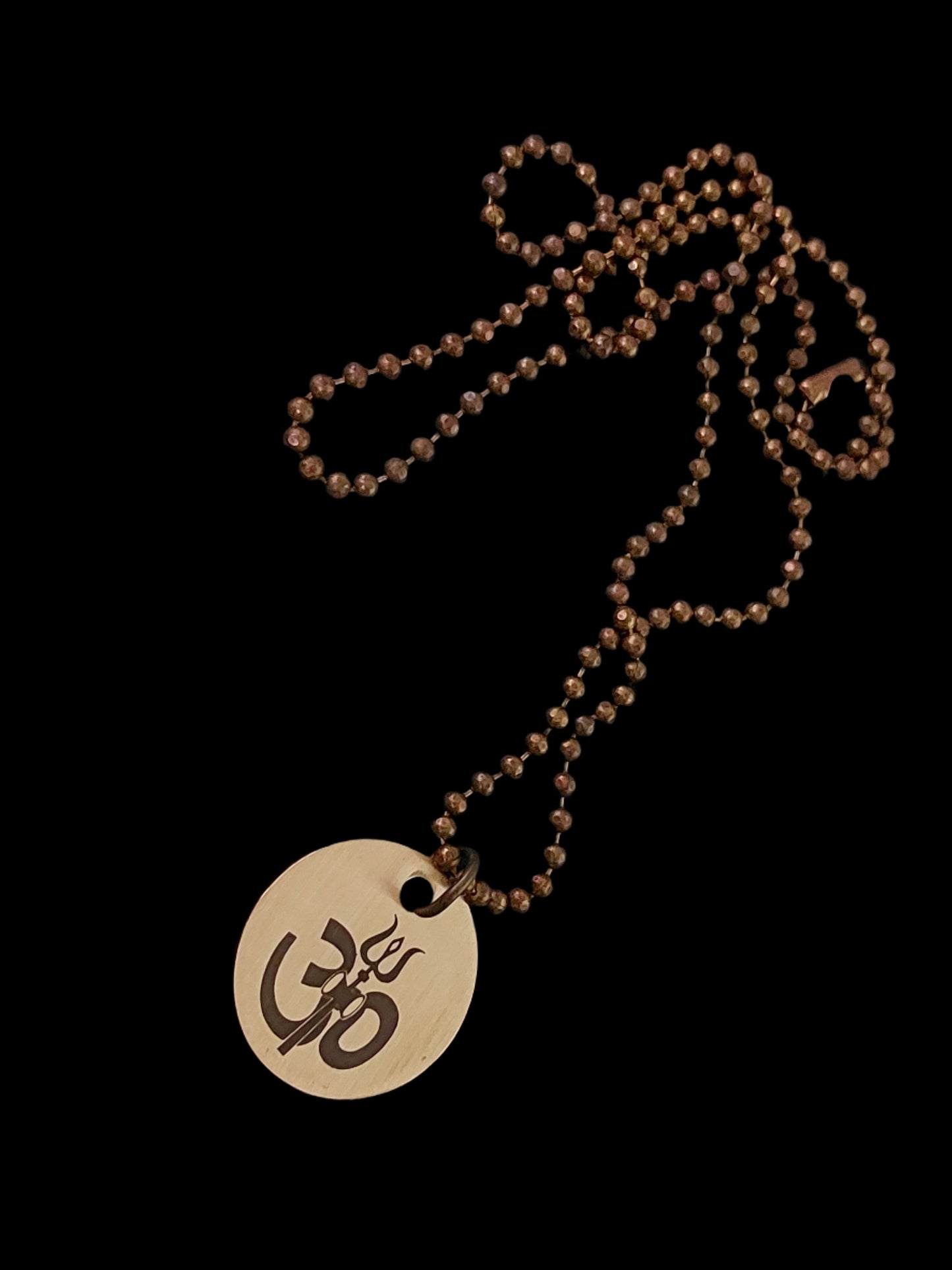 Lord Shiva's Pure Brass Pendant with Om and Mahamrityunjaya mantra engraved.