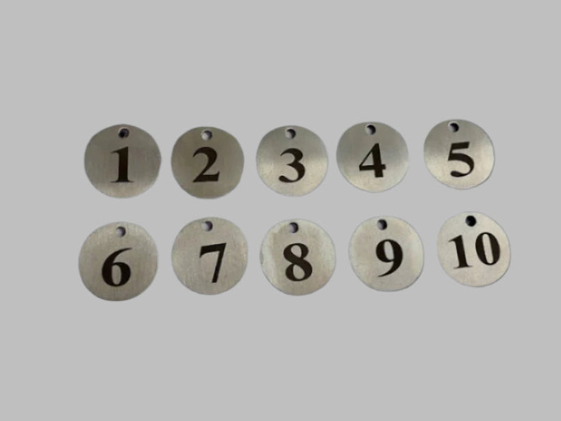 Numbered Stainless Steel Tags with Key Rings