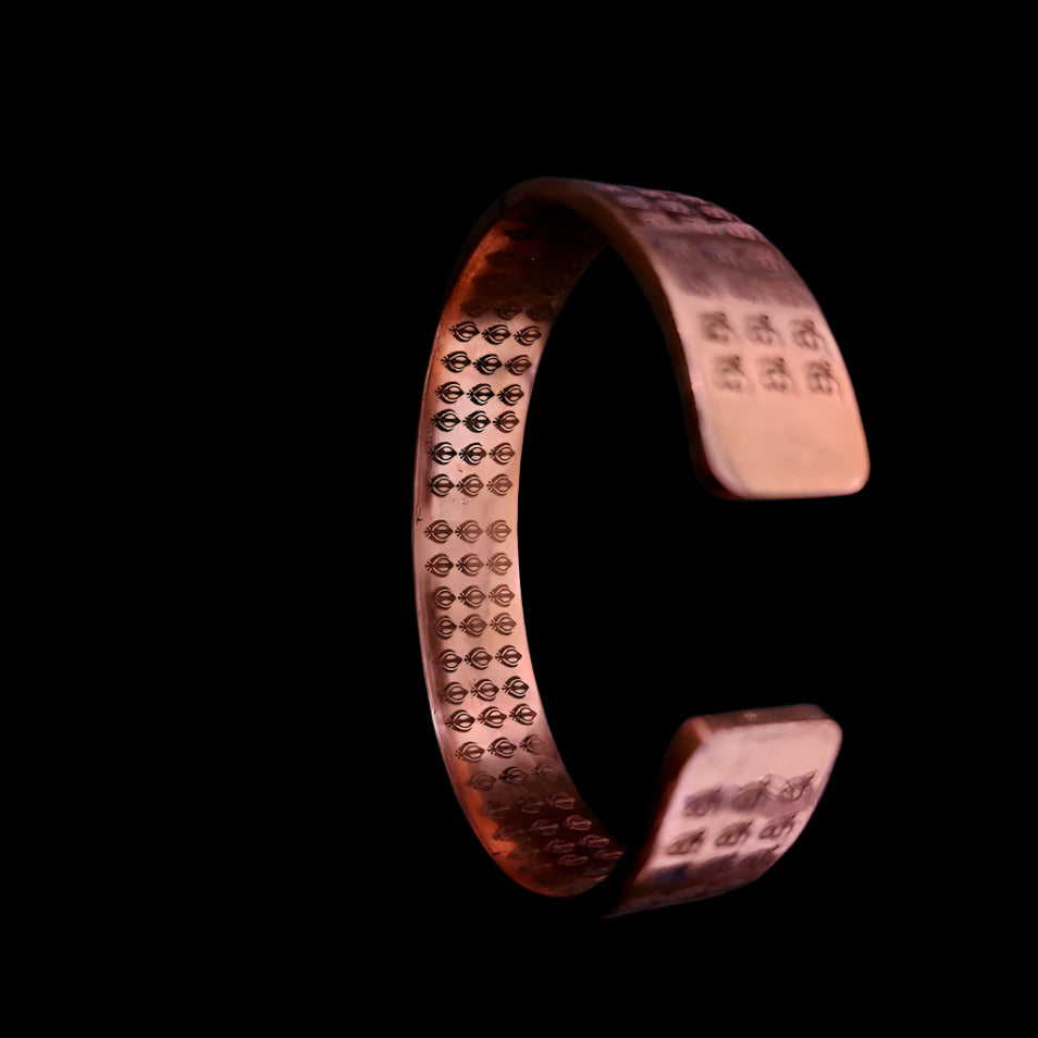 Khanda And Ek Omkar Kada Pure Solid Copper Bracelet 15mm Width 3mm For Men