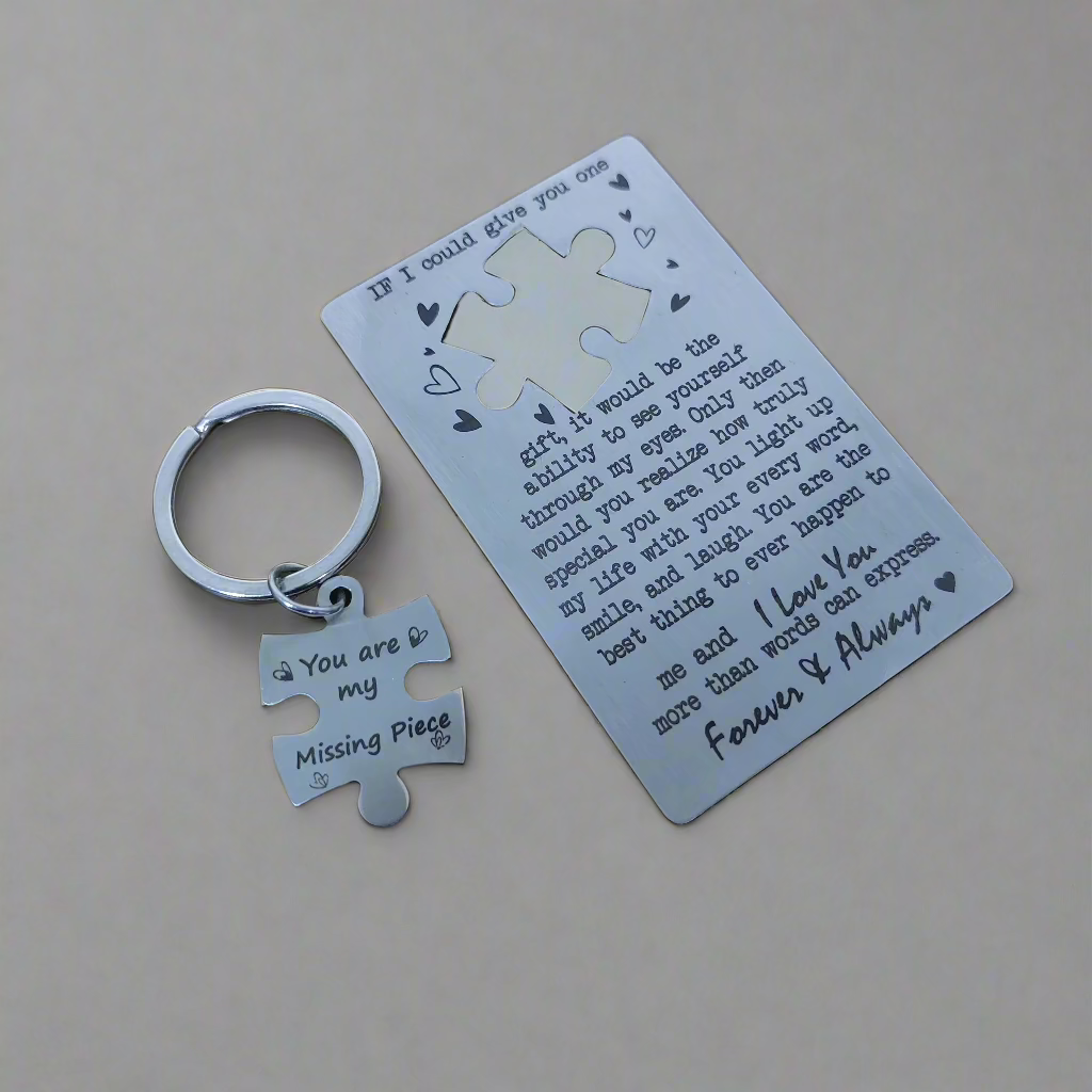 I Love You Wallet Card touchy Message with jigsaw Keyring