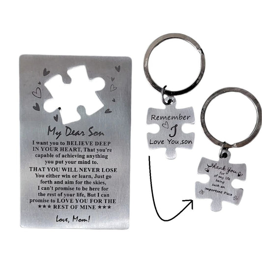 My Dear Son Wallet Card Inspirational Message with Keyring