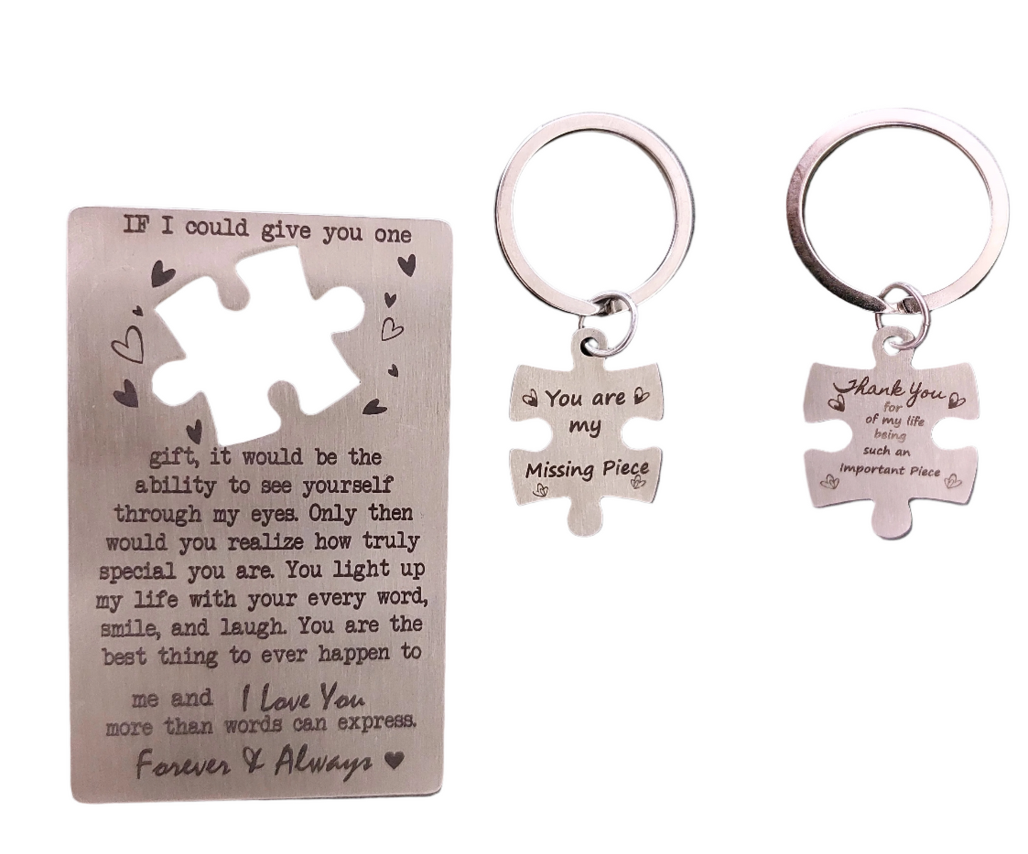 I Love You Wallet Card touchy Message with jigsaw Keyring