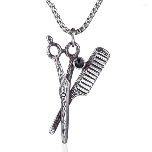 Haidresser Stylist Comb Scissors in Stainless Steel Pendant unisex