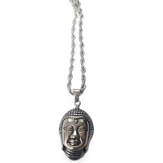 Streetsoul Lord Buddha Pendant Silver Link Chain 30 Inches Gloss Necklace Gift for Men.