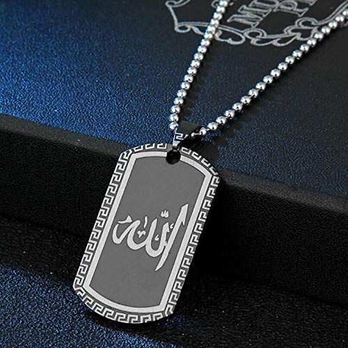 Stainless Steel Muslim Islam Allah Pendant Necklace With Chain For Men And Boys