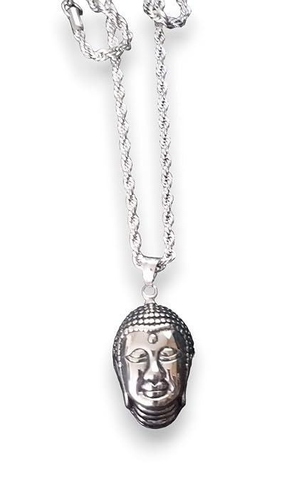 Buy Yellow Chimes Men Black Obsedian Beads Buddha Pendant Necklace online