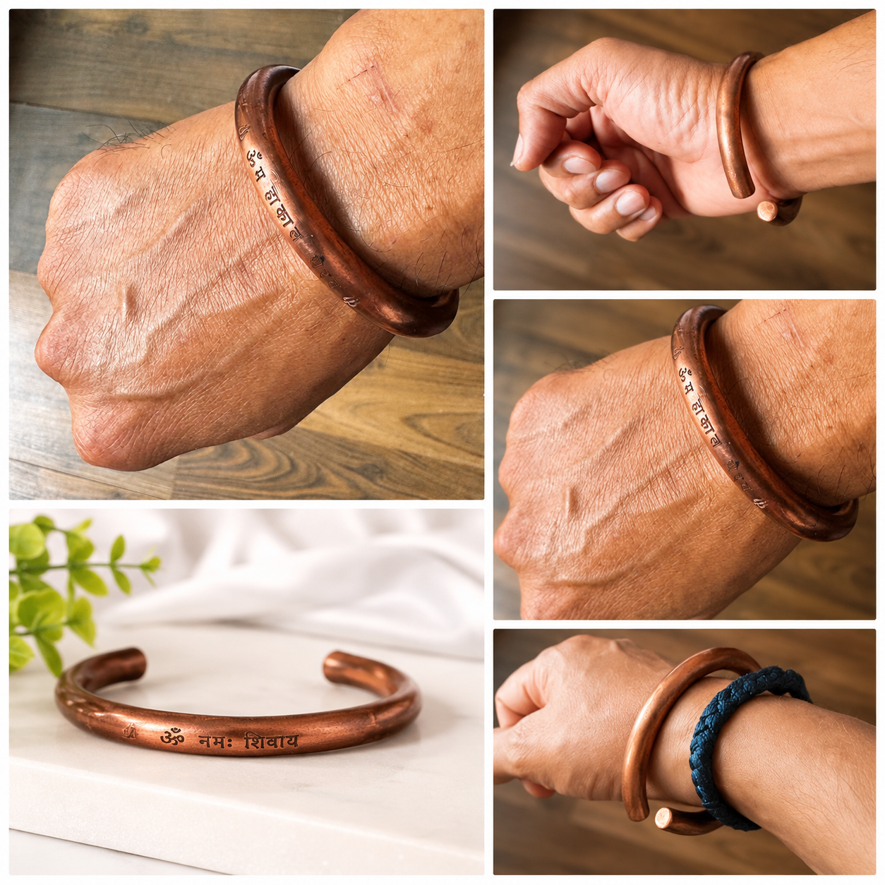 Custom Stamped Hand Crafted 8 mm Diameter Cuff Kada Pure Solid Copper Bracelet For Men.