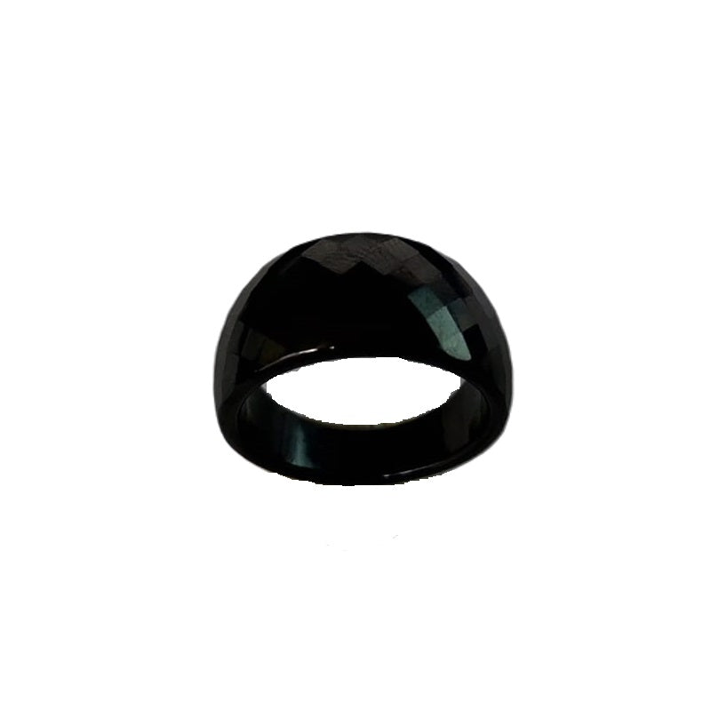Classic Wide black ceramic ring, dome-profile studio shot