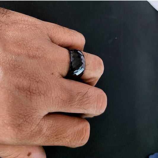 Classic Wide black ceramic finger ring for men