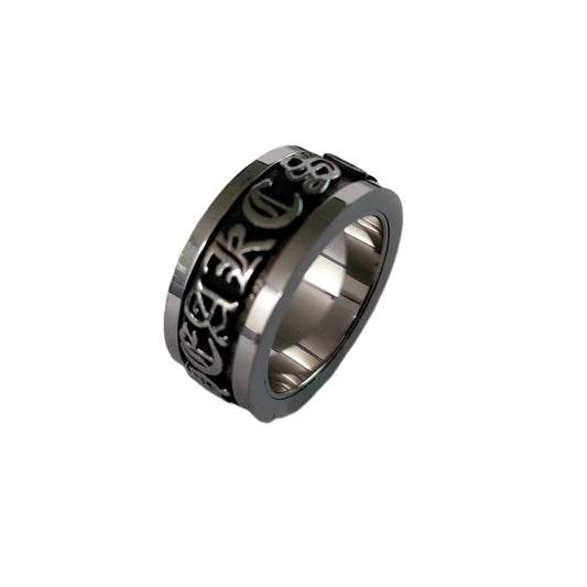 Letters Rotatable steel finger ring for men