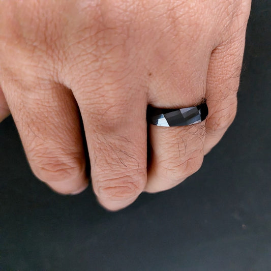 Classic Slim black ceramic finger ring for men