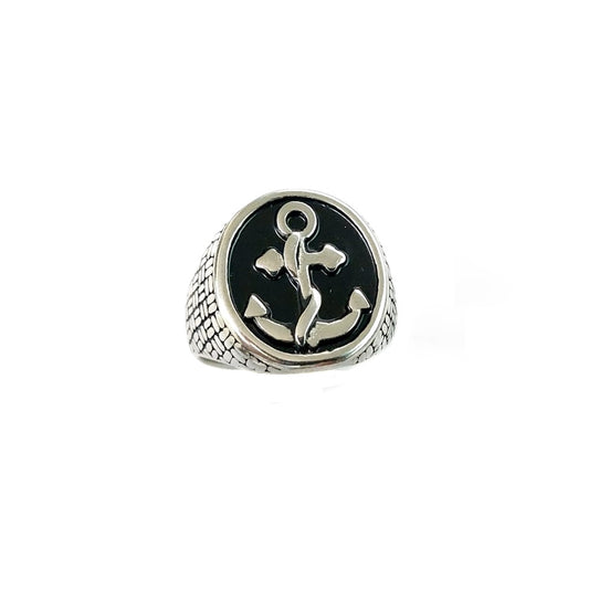 Anchor Silver steel finger ring for men