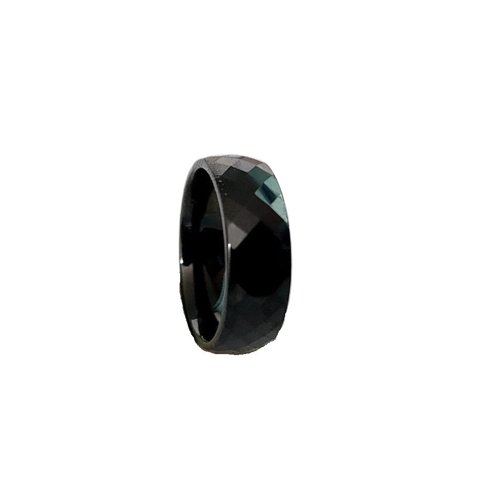 Classic Wide black ceramic ring, front-facing studio shot