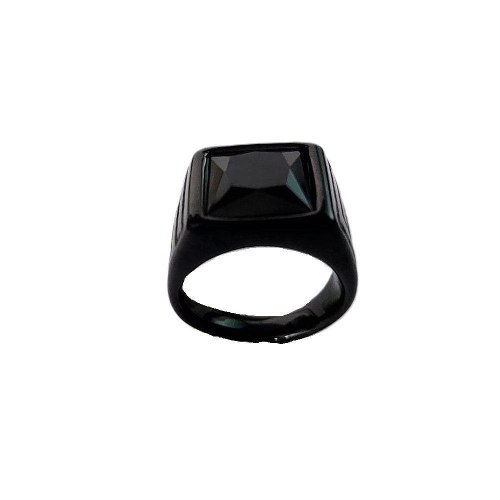 Classic Black Stone Ring for men - front view