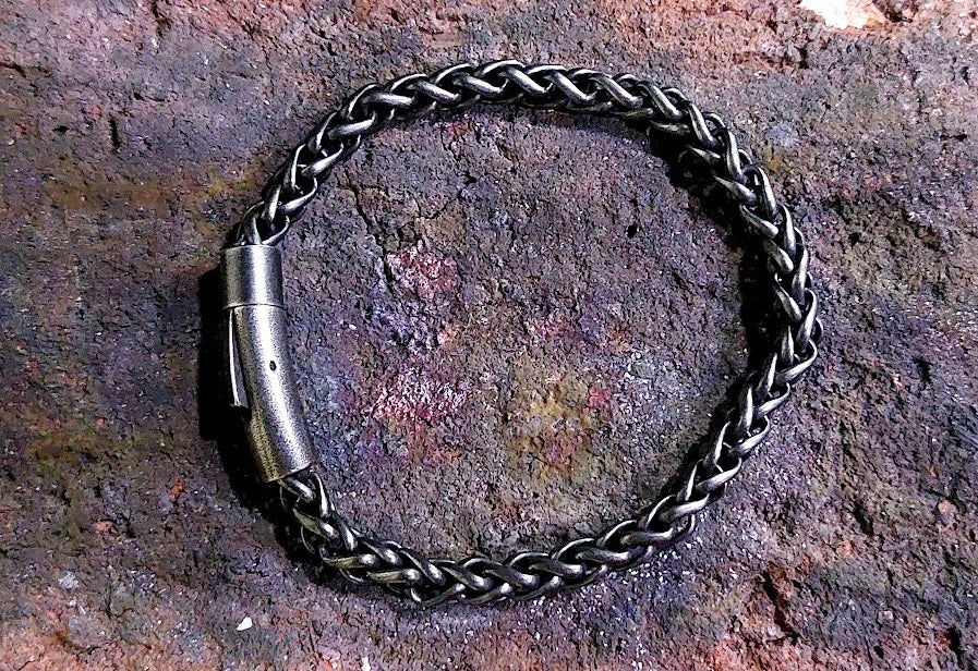 STREET SOUL Oxidized Rope 6mm Pure Stainless Steel Franco Link Chain Bracelet, American trending - Biker Punk Style Bracelet