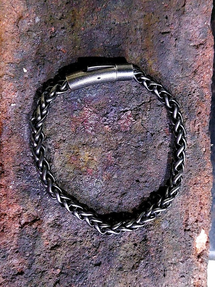 STREET SOUL Oxidized Rope 6mm Pure Stainless Steel Franco Link Chain Bracelet, American trending - Biker Punk Style Bracelet