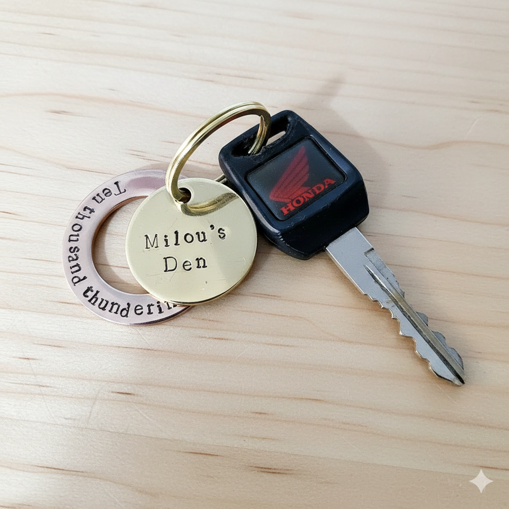 Unique Hand-Stamped Brass and Copper Keychain Personalized Gift | Street Soul