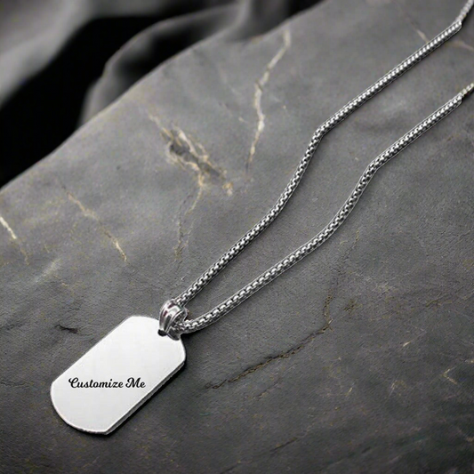 3 mm Thick Custom Engraved Steel Engraved Army Tag Dog Tag Chain for Men.