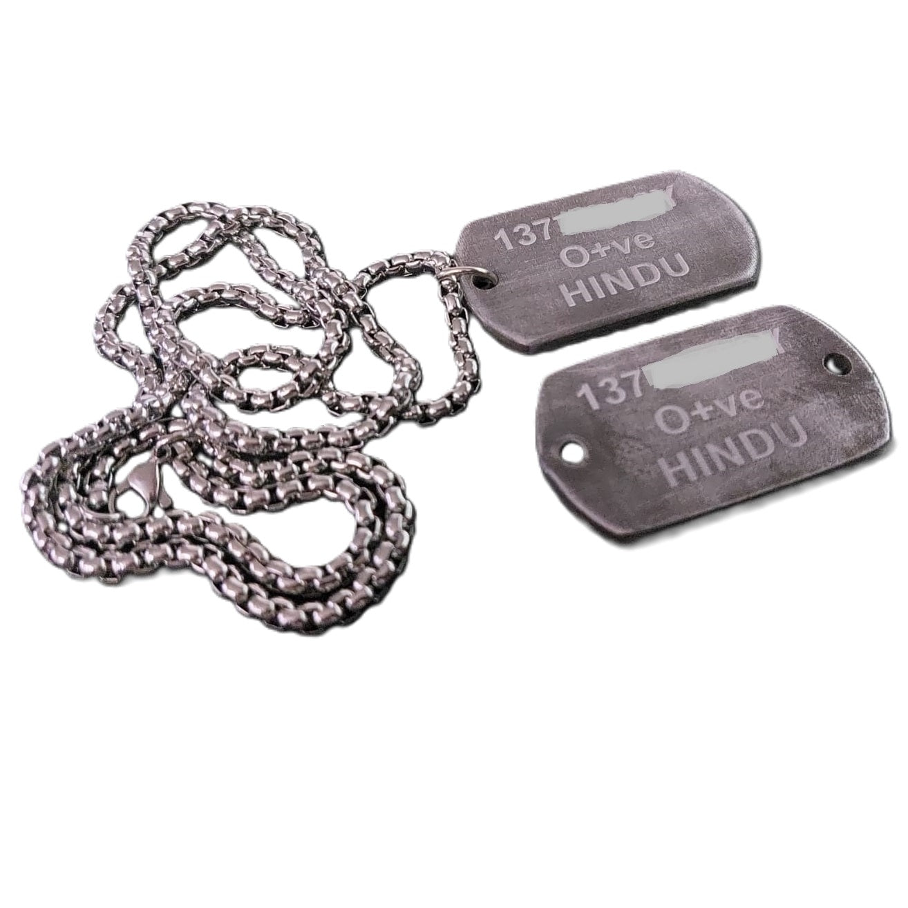 Aluminum  3 mm thickness military tag dog tag pre-oxidized light weight, deep engraved, custom text