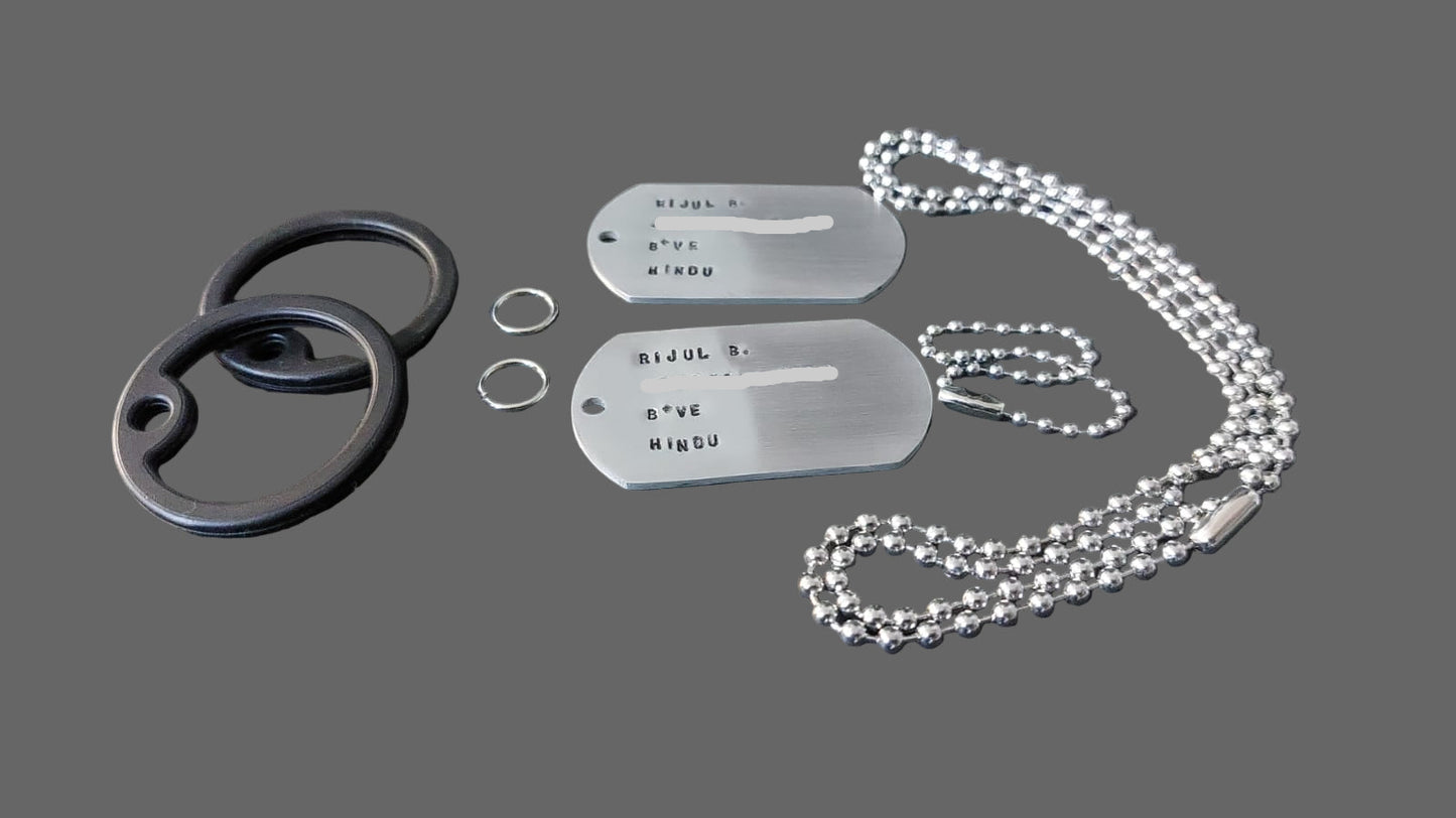 Rustic Double Army Tags Light Weight Aluminium 2mm Regular size Dog Tags Stamped