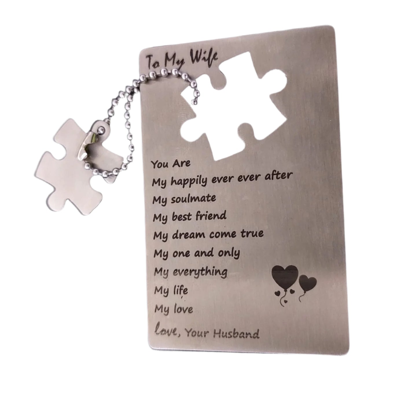 I Love You Wallet Card touchy Message with jigsaw Keyring