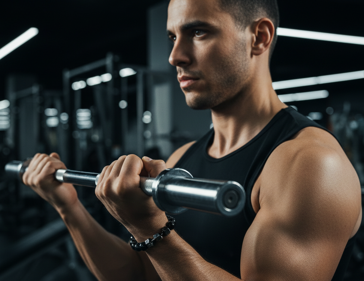 Dumbbell Bead Bracelet Stylish Leather Wrist Band Pack of 2 for Men.